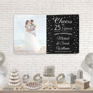 Jubiläums Cheers Elegant Foto Schwarz & Weiß Banner