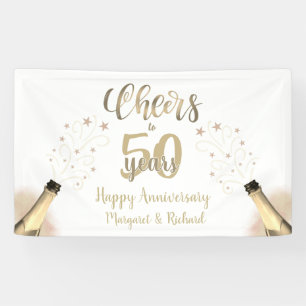Jubiläums Cheers to Years Champagner Gold Banner