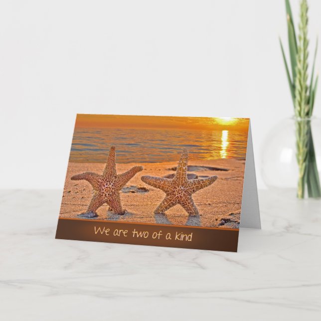 Jubiläums-Seestern am Sonnenuntergangsstrand Karte (Vorderseite)