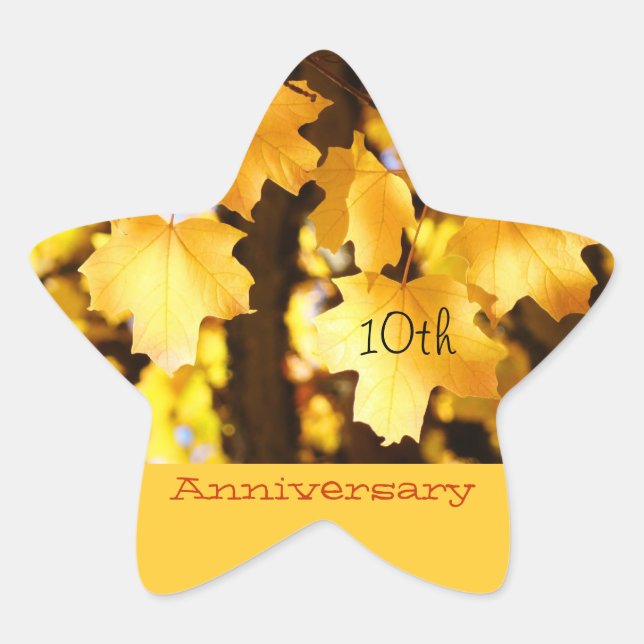 Jubiläumsaufkleber Siegel Goldene gelbe Blätter Stern-Aufkleber (Vorderseite)