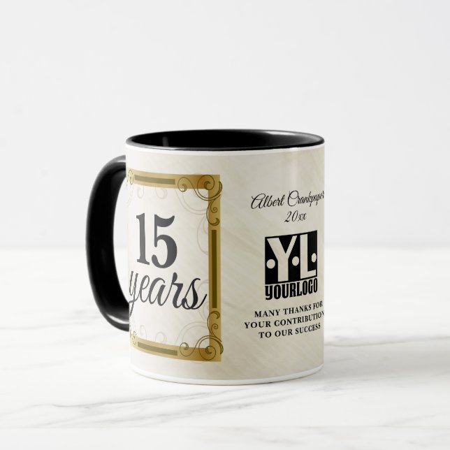 Jubiläumsauszeichnung für Mitarbeiterleistung Tasse (Vorderseite Links)