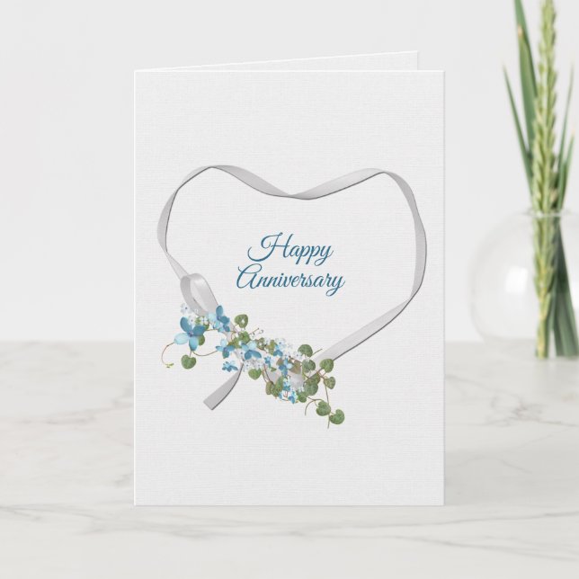Jubiläumsband Herz mit Blume-Karte Karte (Vorderseite)