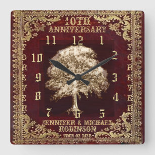 Jubiläumsbaum Vintag Quadratische Wanduhr