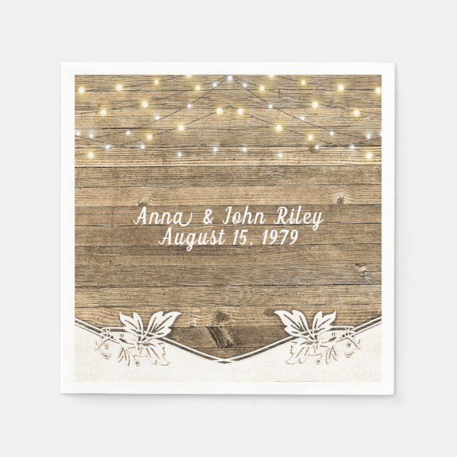 Jubiläumsbeleuchtung auf Holz Serviette (Vorderseite)