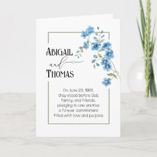 Jubiläumsblaue Blumenbouquet Karte