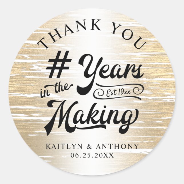 Jubiläumsdanken Sie Gold JAHRE im MAKING Runder Aufkleber (Vorderseite)