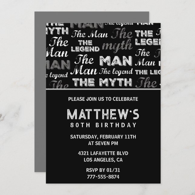 Jubiläumseinladungen für ihn Men Myth Legend Einladung (Vorne/Hinten)