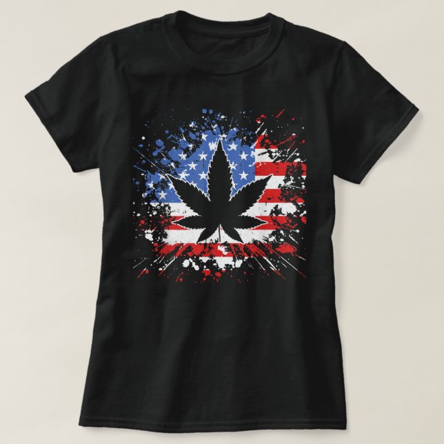 Jubiläumsfahne 4. Juli Marjuana Patriotic T-Shirt (Design vorne)