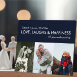 Jubiläumsfeier Collage Liebe lachen Glück 3 Foto Fotoplatte<br><div class="desc">Erstellen Sie Ihre eigene Foto-Plakette mit 3 Ihrer Lieblingsfotos. Der Wortlaut lautet: "[Ihre Namen] LIEBE, LAUGHS & HAPPINESS [Zahl] Jahre und Zählen". Die Vorlage ist für Sie Set, um mit Ihren Namen, Datum festgelegt/verheiratet und Anzahl der Jahre zusammen zu personalisieren. Die Fotovorlage ist auch für Sie bereit, um Ihre Fotos...</div>
