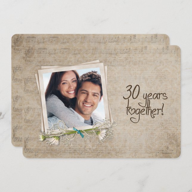 Jubiläumsfeier der 30. Hochzeit Einladung (Vorne/Hinten)