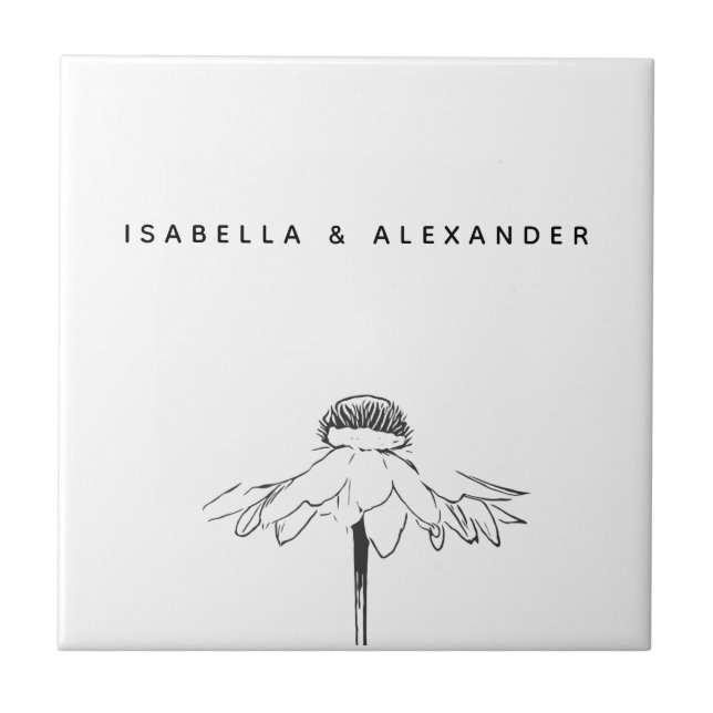 Jubiläumsfeier der personalisierten White Floral L Fliese (Vorderseite)