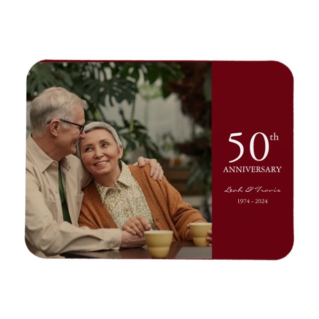 Jubiläumsfeier Foto Hochzeit modern rot Magnet (Horizontal)