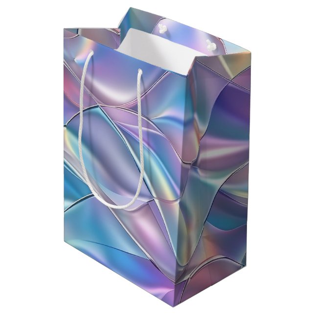 Jubiläumsfeier Geburtstag Iridescent Metallic 6 Mittlere Geschenktüte (Rückseite Schrägansicht)