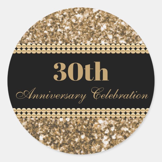Jubiläumsfeier Gold Glitzer Pearls Runder Aufkleber (Vorderseite)