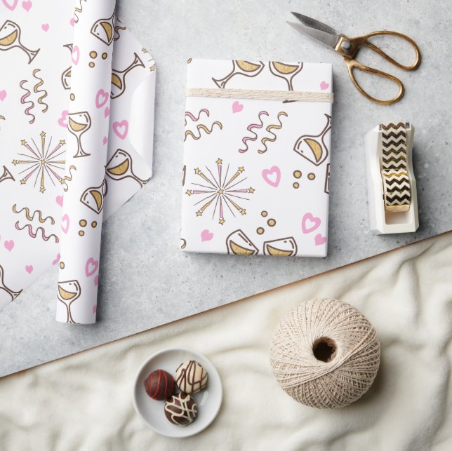 Jubiläumsfeier Muster Pink/Gold ID723 Geschenkpapier (Kunsthandwerk)