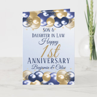 Jubiläumsfeier Son Daughter Navy Gold Karte
