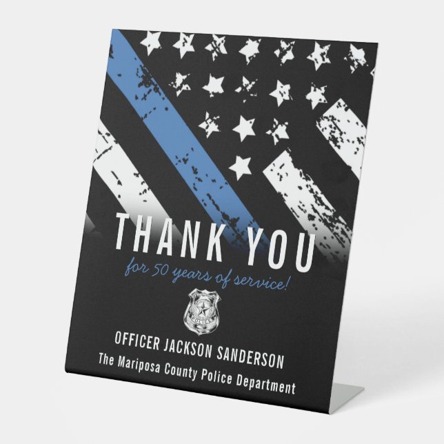 Jubiläumsflagge der Polizei Sockelschild (Vorderseite)