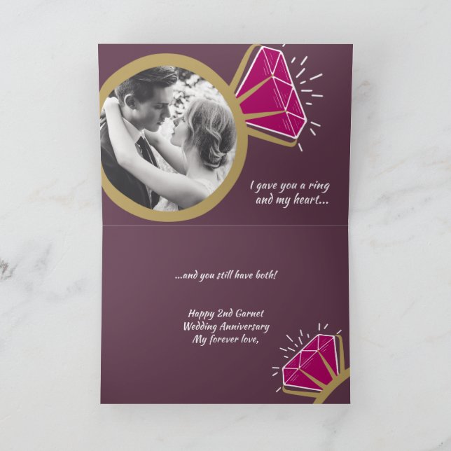 Jubiläumsgarnet jetzt Foto Karte (Innenseite)