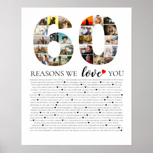 Jubiläumsgeburtstag 60 Gründe, warum wir dich lieb Poster