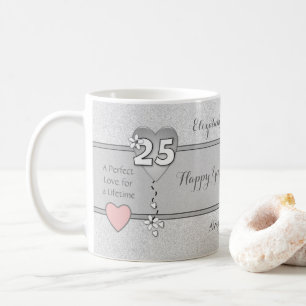 Jubiläumsgeschenk 25 Jahre mit Herz und Namen Kaffeetasse