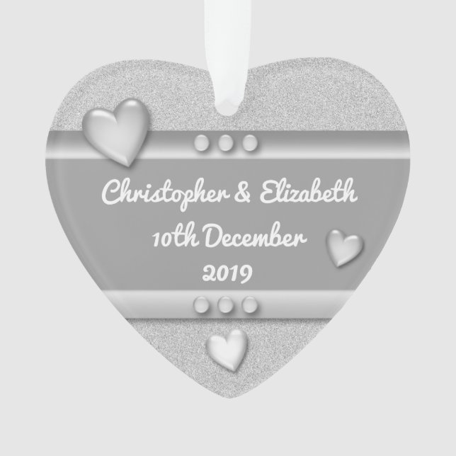 Jubiläumsgeschenk 25 Jahre mit Namen und Datum Ornament (Vorderseite)