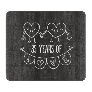 Jubiläumsgeschenk Chalk Hearts Schneidebrett