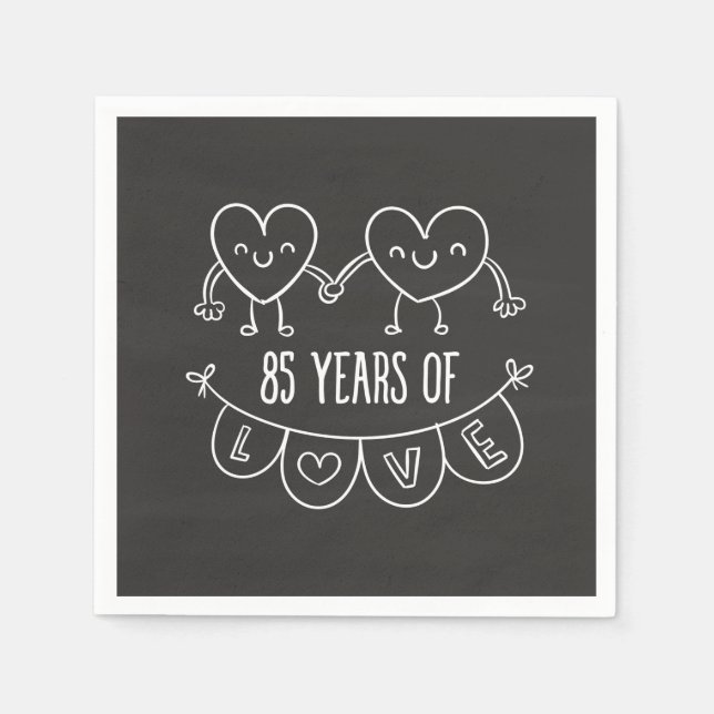 Jubiläumsgeschenk Chalk Hearts Serviette (Vorderseite)