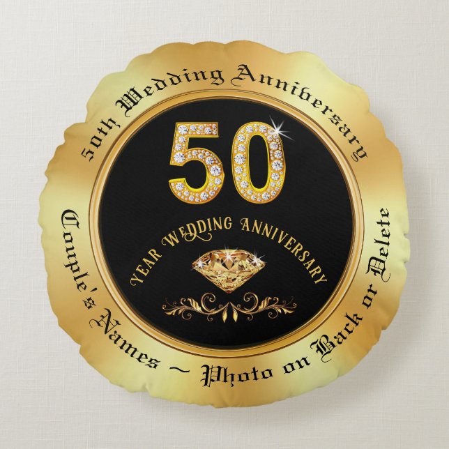 Jubiläumsgeschenke für 50 Jahre Ehe, Foto Rundes Kissen (Vorderseite)