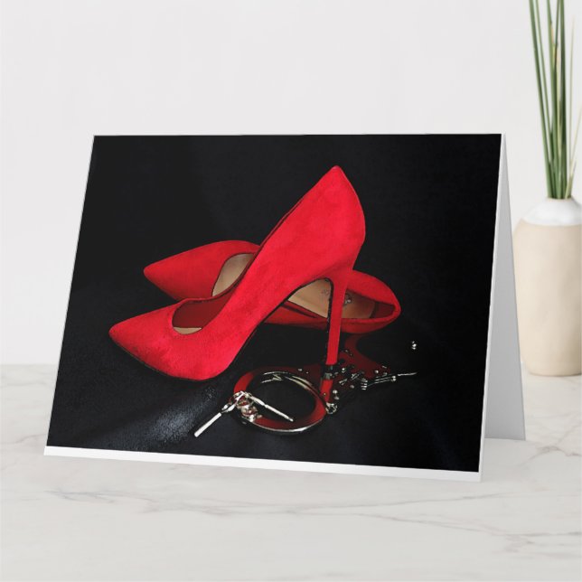 JUBILÄUMSGRUSS HIGH HEELS & HANDSCHELLEN KARTE (Vorderseite)