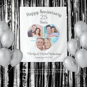 Jubiläumsherz 3 FotoCollage - benutzerdefinierte F Wandteppich