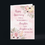 Jubiläumsjahr: Floral Daughter & Tochter Karte<br><div class="desc">Happy Hochzeitstag Karte für Tochter und Tochter im Recht mit schönen Aquarell Vintage Blume und sentimental Vers.</div>