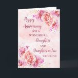 Jubiläumsjahr: Floral Daughter & Tochter Karte<br><div class="desc">Happy Hochzeitstag Karte für Tochter und Tochter im Recht mit schönen Aquarell Vintage Blume und sentimental Vers.</div>