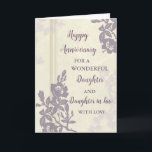 Jubiläumsjahr: Floral Daughter & Tochter Karte<br><div class="desc">Happy Hochzeitstag Karte für Tochter und Tochter im Gesetz mit schönen Vintagen violetten Blumen,  und sentimental Vers.</div>