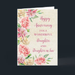 Jubiläumsjahr: Floral Daughter & Tochter Karte<br><div class="desc">Glückliche Hochzeitskarte für Tochter und Tochter im Jura mit wunderschönen Aquarellfarben Vintage Blume,  rustikalen Einbrüchen und sentimentalem Vers.</div>