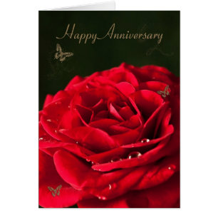 Jubiläumskarte mit klassischer rote Rose