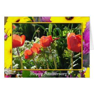 Jubiläumskarte mit roten Blume