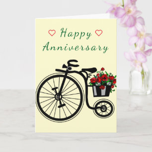 Jubiläumskarte Romantische Blumen Fahrrad Karte