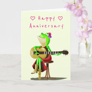 Jubiläumskarte Romantischer Frosch mit Gitarre - F Karte