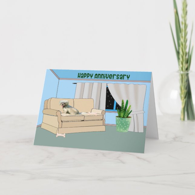 Jubiläumskarte vom Hund im Zimmer Karte (Vorderseite)