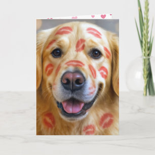 Jubiläumslippenstiftküsse auf einem Golden Retriev Karte