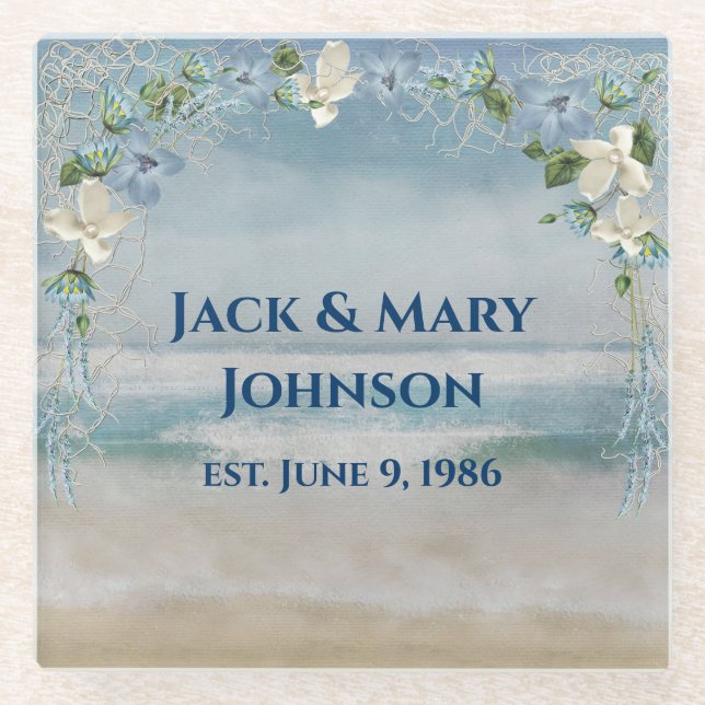 Jubiläumsnetz und Blume Glasuntersetzer (Vorderseite)