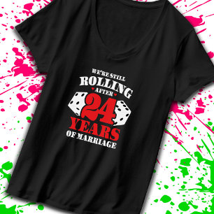 Jubiläumspaare Verheiratet 24 Jahre lustig T-Shirt