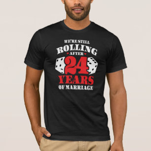 Jubiläumspaare Verheiratet 24 Jahre lustig T-Shirt