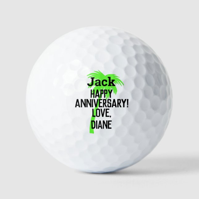 Jubiläumspalme Ehemann Golf Balls Golfball (Vorderseite)