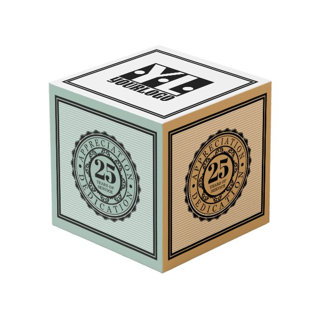 Jubiläumspreis für universelle Meilensteine Würfel (Vorderseite Schrägansicht)