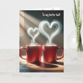 Jubiläumsrote Tasse mit Dampfherz Feiertagskarte