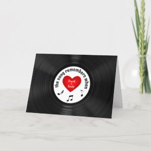Jubiläumsschwarzer Vinyl-Rekord mit Song-Titel Karte