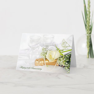 Jubiläumssekt und Rose Karte