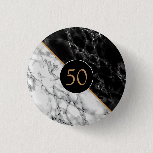 Jubiläumstaste mit Schwarz-weißem Marmor Button (Vorderseite)