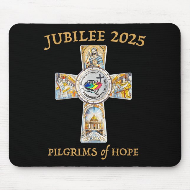 Jubilee 2025 Catholic Christian Lgrims Cross Jesus Mousepad (Vorne)